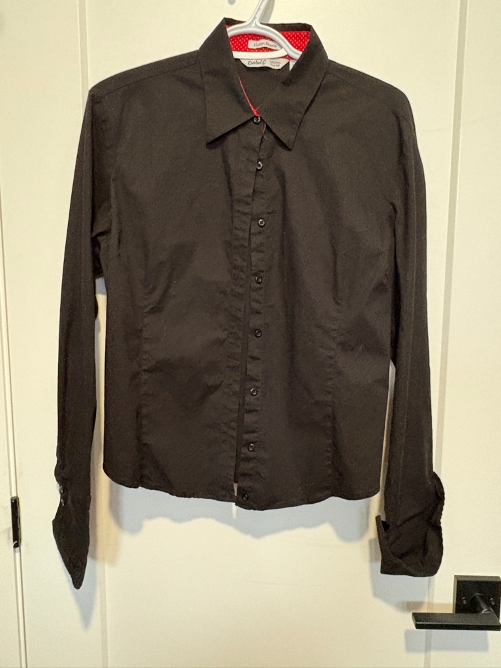 Black Button-Down Shirt with French Cuffs